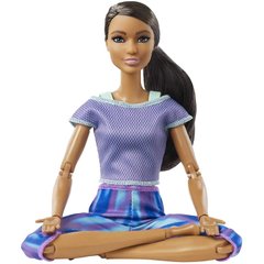 Кукла Барби Йога Брюнетка Двигайся как Я в фиолетовой футболке Barbie Made to Move (GXF06)