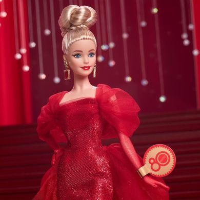 Коллекционная кукла Barbie Signature Ruby Red 80-я годовщина Блондинка (JBJ17) &ndash; фото товара Barbie Collector  из категории Коллекционные куклы Барби - Barbie Collector. Оригинал, доставка по Украине