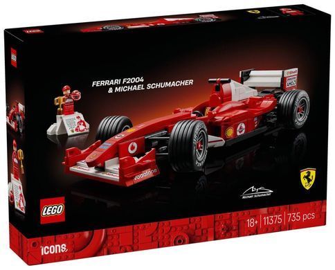 LEGO Icons Ferrari F2004 та Michael Schumacher 735 деталей (11375) &ndash; фото товару LEGO з категорії LEGO Icons. Оригінал, доставка по Україні