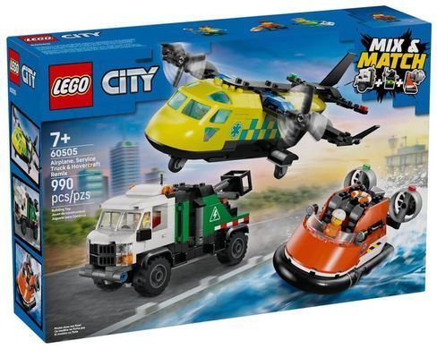 LEGO City Ремікс літака, вантажівки та судна на повітряній подушці 990 деталей (60505) &ndash; фото товару LEGO з категорії LEGO City. Оригінал, доставка по Україні