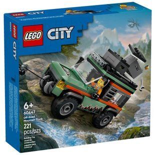 LEGO City Позашляхова гірська вантажівка 4x4 60447 &mdash; набір із зеленою вантажівкою, фігуркою шукача пригод і спорядженням для мандрів