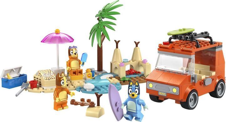 LEGO Bluey Пляж и семейная поездка на автомобиле Блуи 133 детали (11202) &ndash; фото товара LEGO из категории LEGO Bluey. Оригинал, доставка по Украине