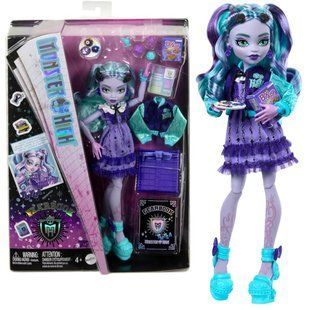 Лялька Monster High Fearbook Твайла HXW31 у куртці Ghoulish Gamers із настільною грою