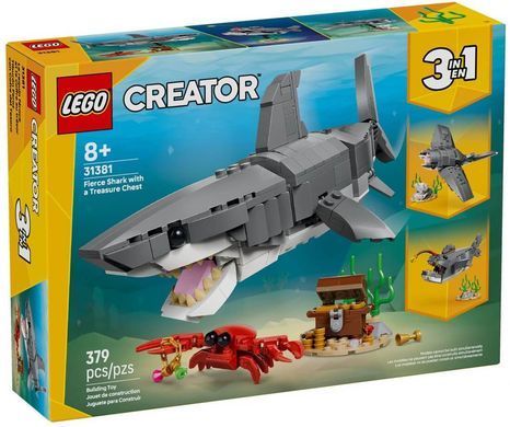 LEGO Creator Свирепая акула со сундуком сокровищ 379 деталей (31381) &ndash; фото товара LEGO из категории LEGO Creator 3-in-1. Оригинал, доставка по Украине
