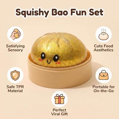 Сквиш &laquo;Пельмень в коробочке&raquo;, игрушка-антистресс Глиттер (Glitter Squishy Dumpling) &ndash; фото товара  из категории Мягкие игрушки-антистресс, сквиши. Оригинал, доставка по Украине