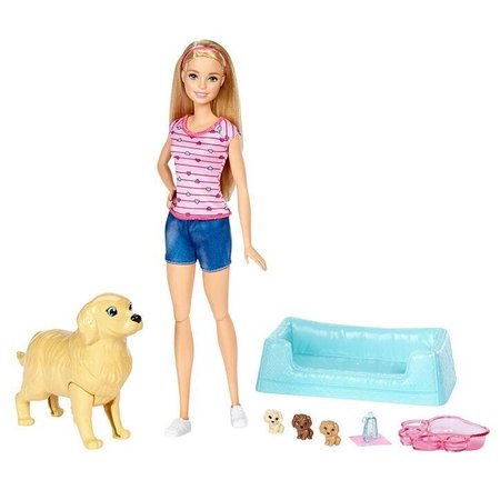 Игровой набор Barbie кукла Барби и Собака с новорожденными щенками FDD43 купити