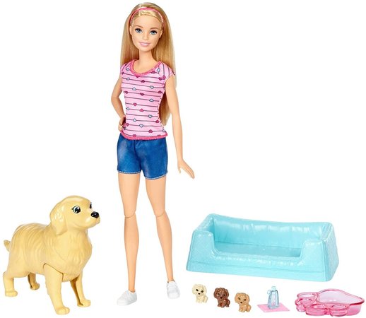 Игровой набор Barbie кукла Барби и Собака с новорожденными щенками FDD43 купити