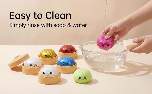 Сквиш &laquo;Пельмень в коробочке&raquo;, игрушка-антистресс Глиттер (Glitter Squishy Dumpling) &ndash; фото товара  из категории Мягкие игрушки-антистресс, сквиши. Оригинал, доставка по Украине