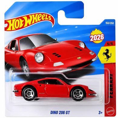 Базова машинка Hot Wheels DINO 206 GT Ferrari 1:64 JJH56 &ndash; фото товару Hot Wheels з категорії Машинки Хот Вілс - Hot Wheels . Оригінал, доставка по Україні