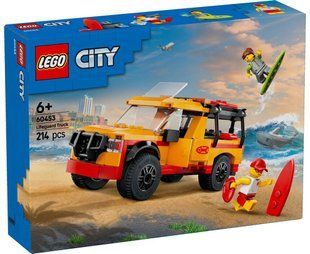 LEGO City Пляжна рятувальна вантажівка 60453 &mdash; набір із рятувальником, серфінгістом, акулою та жовтим позашляховиком