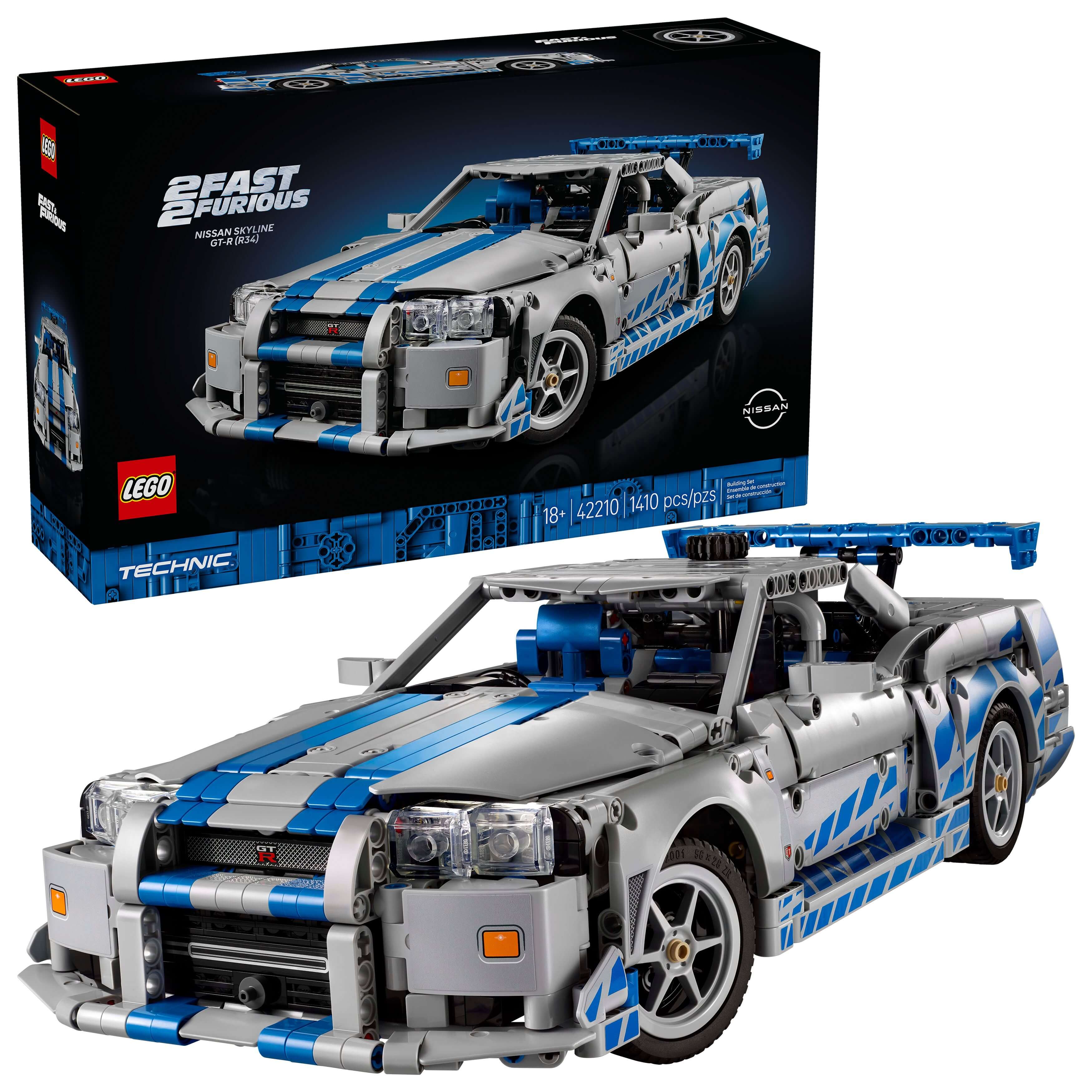 Конструктор LEGO Technic Подвійний форсаж Автомобіль Nissan Skyline GT-R (R34) 1410 деталей (42210) / ЛЕГО Технік